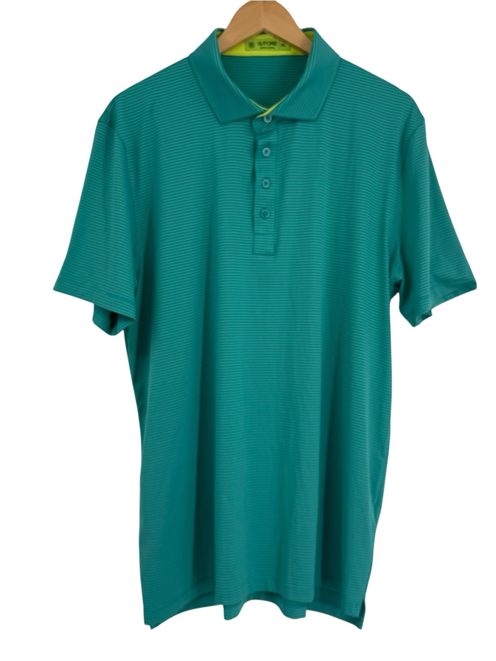 G/FORE Men's Shirt XL Striped Short Sleeve Polo Logo Green Golf Pullover